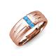 3 - LeBron Round Blue Topaz with Brushed and Polished Finish Three Stone Men's Wedding Band (8 mm) 