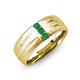 3 - LeBron Round Emerald with Brushed and Polished Finish Three Stone Men's Wedding Band (8 mm) 