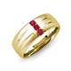 3 - LeBron Round Ruby with Brushed and Polished Finish Three Stone Men's Wedding Band (8 mm) 