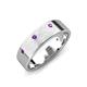 3 - Orion Round Amethyst Brushed Satin Finish Men Wedding Band (8 mm) 