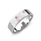 3 - Orion Round Pink Sapphire Brushed Satin Finish Men Wedding Band (8 mm) 