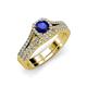 1 - Rabea 1.37 ctw Blue Sapphire (5.80 mm) Accented Natural Diamonds Bridal Set Ring  