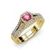 1 - Rabea 1.32 ctw Pink Tourmaline (5.80 mm) Accented Natural Diamonds Bridal Set Ring  