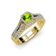 1 - Rabea 1.37 ctw Peridot (5.80 mm) Accented Natural Diamonds Bridal Set Ring  