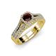 1 - Rabea 1.39 ctw Red Garnet (5.80 mm) Accented Natural Diamonds Bridal Set Ring  