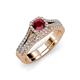 1 - Rabea 1.37 ctw Ruby (5.80 mm) Accented Natural Diamonds Bridal Set Ring  