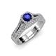 1 - Rabea 1.37 ctw Blue Sapphire (5.80 mm) Accented Natural Diamonds Bridal Set Ring  