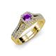 1 - Rabea 1.32 ctw Amethyst (5.80 mm) Accented Natural Diamonds Bridal Set Ring  