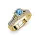 1 - Rabea 1.40 ctw Blue Topaz (5.80 mm) Accented Natural Diamonds Bridal Set Ring  