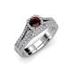 1 - Rabea 1.39 ctw Red Garnet (5.80 mm) Accented Natural Diamonds Bridal Set Ring  