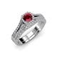 1 - Rabea 1.37 ctw Ruby (5.80 mm) Accented Natural Diamonds Bridal Set Ring  