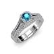 1 - Rabea 1.42 ctw London Blue Topaz (5.80 mm) Accented Natural Diamonds Bridal Set Ring  