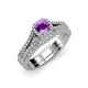 1 - Rabea 1.32 ctw Amethyst (5.80 mm) Accented Natural Diamonds Bridal Set Ring  