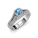 1 - Rabea 1.40 ctw Blue Topaz (5.80 mm) Accented Natural Diamonds Bridal Set Ring  