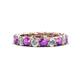 1 - Lucida 3.80 ctw (3.80 mm) Round Amethyst and Natural Diamond Eternity Band 