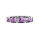 1 - Lucida 3.80 ctw (3.80 mm) Round Amethyst and Natural Diamond Eternity Band 