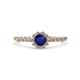1 - Amabel Blue Sapphire and Diamond Halo Bridal Set Ring 