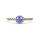 1 - Amabel Tanzanite and Diamond Halo Bridal Set Ring 