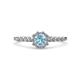 1 - Amabel Aquamarine and Diamond Halo Bridal Set Ring 