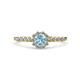 1 - Amabel Aquamarine and Diamond Halo Bridal Set Ring 