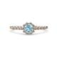 1 - Amabel Aquamarine and Diamond Halo Bridal Set Ring 