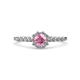 1 - Amabel Pink Tourmaline and Diamond Halo Bridal Set Ring 