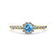 1 - Amabel Blue Topaz and Diamond Halo Bridal Set Ring 