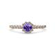 1 - Amabel Iolite and Diamond Halo Bridal Set Ring 