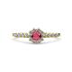 1 - Amabel Rhodolite Garnet and Diamond Halo Bridal Set Ring 