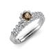 3 - Amabel Smoky Quartz and Diamond Halo Bridal Set Ring 
