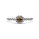 1 - Amabel Smoky Quartz and Diamond Halo Bridal Set Ring 