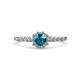1 - Amabel London Blue Topaz and Diamond Halo Bridal Set Ring 