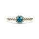 1 - Amabel London Blue Topaz and Diamond Halo Bridal Set Ring 