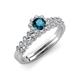 3 - Amabel Blue and White Diamond Halo Bridal Set Ring 
