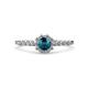1 - Amabel Blue and White Diamond Halo Bridal Set Ring 