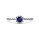 1 - Amabel Blue Sapphire and Diamond Halo Bridal Set Ring 