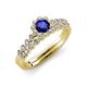 3 - Amabel Blue Sapphire and Diamond Halo Bridal Set Ring 