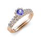 3 - Amabel Tanzanite and Diamond Halo Bridal Set Ring 
