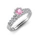3 - Amabel Pink Tourmaline and Diamond Halo Bridal Set Ring 