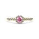 1 - Amabel Pink Tourmaline and Diamond Halo Bridal Set Ring 