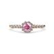 1 - Amabel Pink Tourmaline and Diamond Halo Bridal Set Ring 