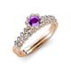 3 - Amabel Amethyst and Diamond Halo Bridal Set Ring 