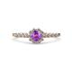 1 - Amabel Amethyst and Diamond Halo Bridal Set Ring 