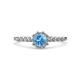 1 - Amabel Blue Topaz and Diamond Halo Bridal Set Ring 