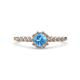 1 - Amabel Blue Topaz and Diamond Halo Bridal Set Ring 