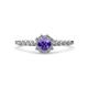 1 - Amabel Iolite and Diamond Halo Bridal Set Ring 