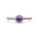 1 - Amabel Iolite and Diamond Halo Bridal Set Ring 