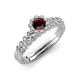 3 - Amabel Red Garnet and Diamond Halo Bridal Set Ring 