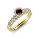 3 - Amabel Red Garnet and Diamond Halo Bridal Set Ring 