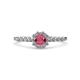 1 - Amabel Rhodolite Garnet and Diamond Halo Bridal Set Ring 